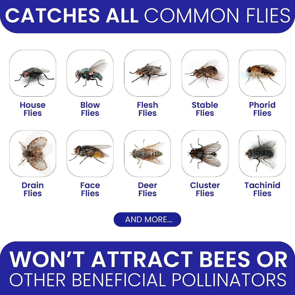Fly Traps Outdoor Fly Trap for Patio. 9 Non-Toxic Pre-Baited Flies Bags Outdoor Disposable. Hanging Bug Catchers for