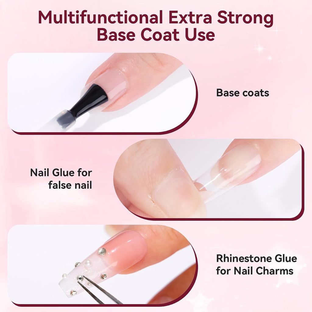 Base Coat Nail Polish 15ml Extra Strong Gel Base Coat & Nail Glue | Long-Lasting Nail Glue for Small Nail Charms