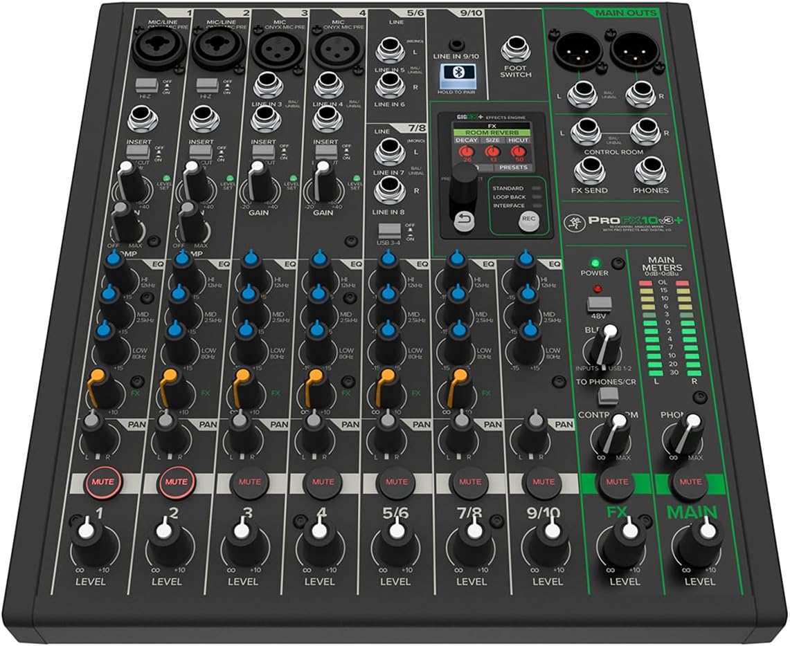 ProFX10v3+ 10-Channel Professional Analog Mixer with USB, Onyx Mic Preamps, GigFX Effects Engine, and Bluetooth |