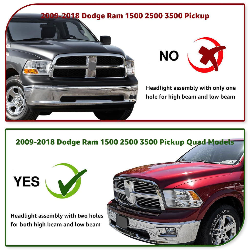 Headlights Assembly For 2009-2018 Dodge Ram 1500 2500 3500