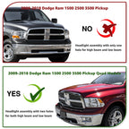 Headlights Assembly For 2009-2018 Dodge Ram 1500 2500 3500