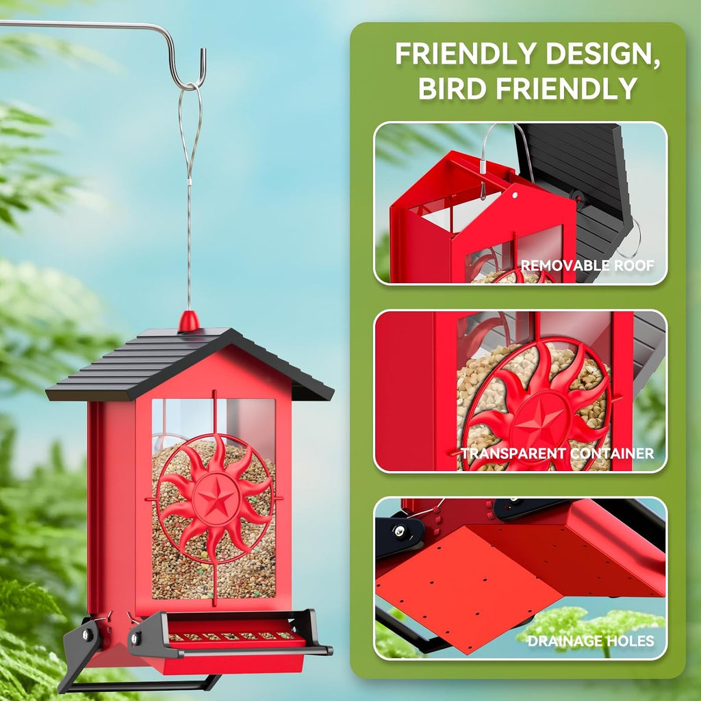 Squirrel Proof Bird Feeders for Outdoors with Weight-Activated, 5LB Large Metal Wild Bird Feeders for Cardinals,Blue
