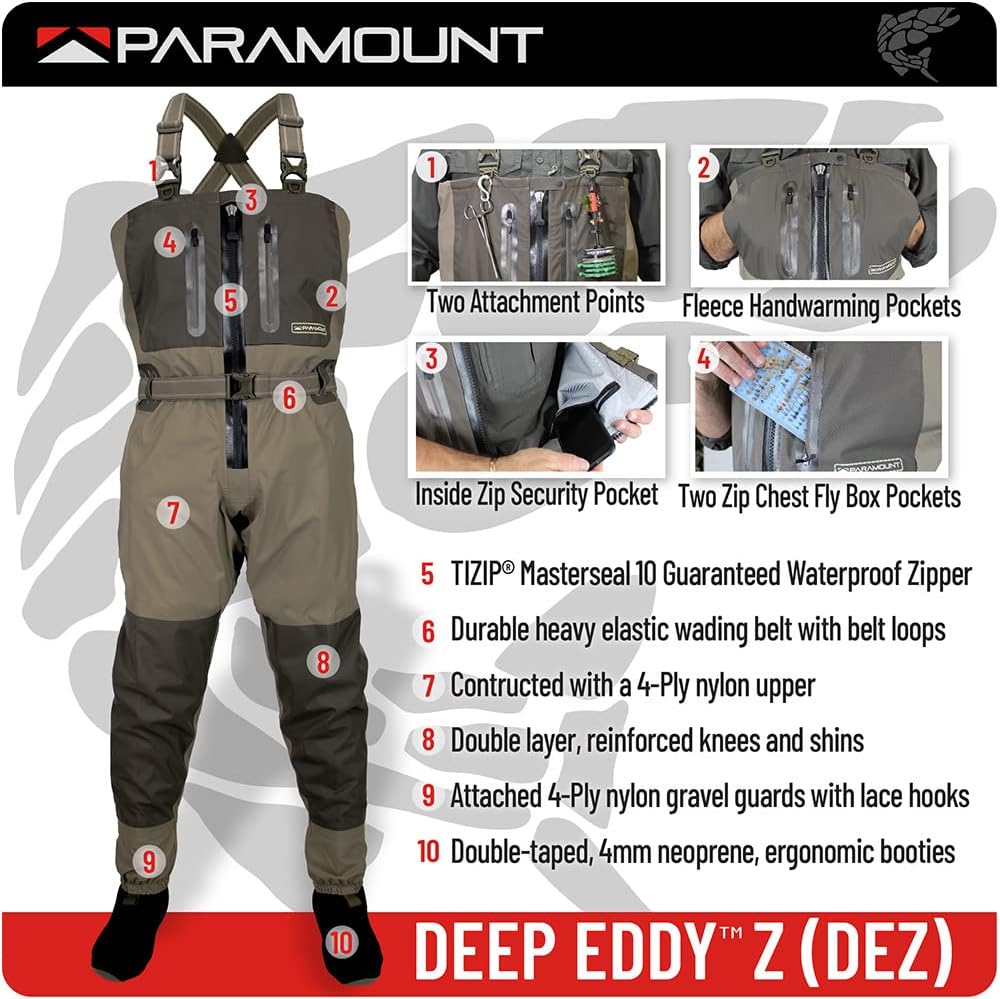 Deep Eddy Zippered Breathable Stockingfoot Chest Fishing Wader