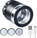 10X Rechargeable Jewelers Loupe Magnifier with LED Lights and 3 Reticle Scales, 25 mm Field of View, Adjustable Focus