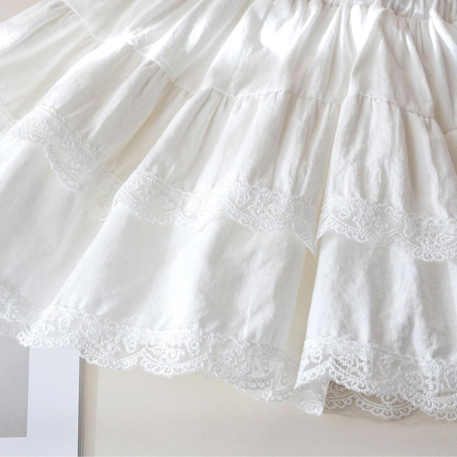 Kids Girls Lace Ruffled Skirt Toddler School A Line Layered Skort Classic Elastic High Waisted Athletic Skirts Casual