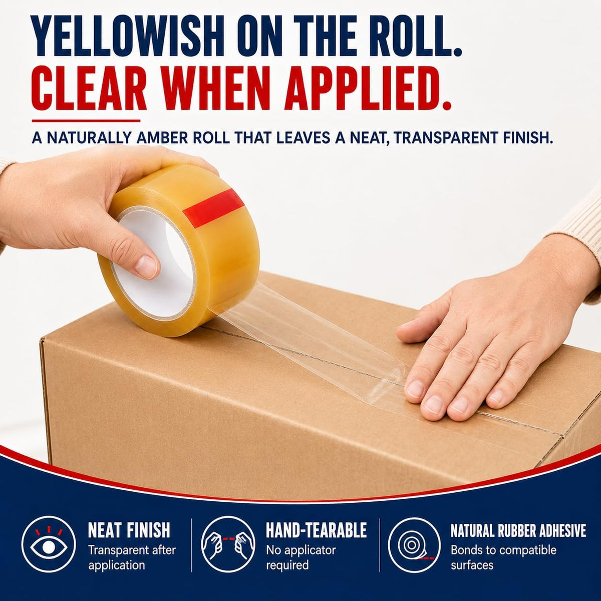Clear Cellophane Packaging Tape, 1 Inch x 72 Yds, Pack of 10