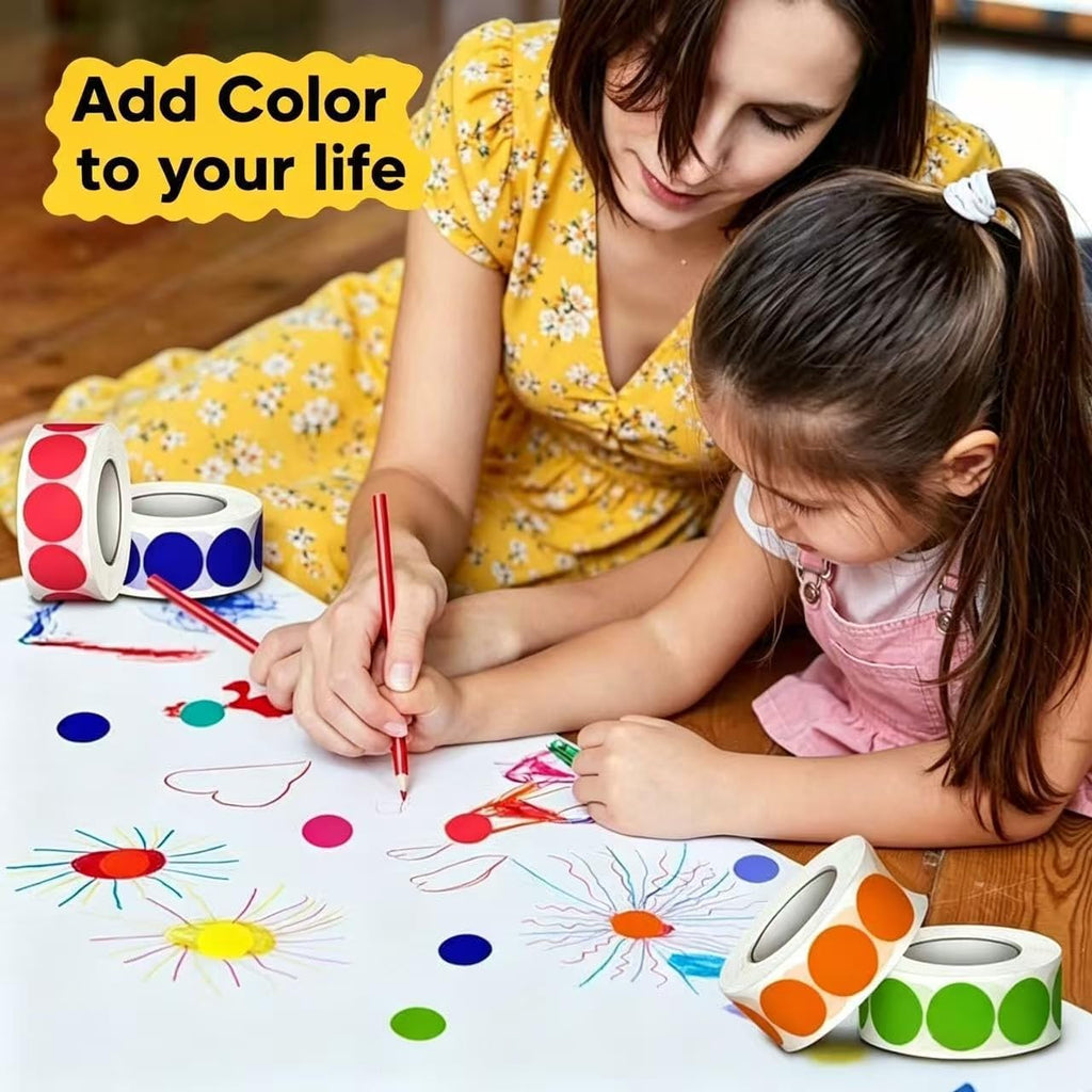 Green Color Coding Labels, 1000 Count 1 Inch Round Color Dot Stickers, 2 Rolls of 500 Blank Adhesive Circle Labels
