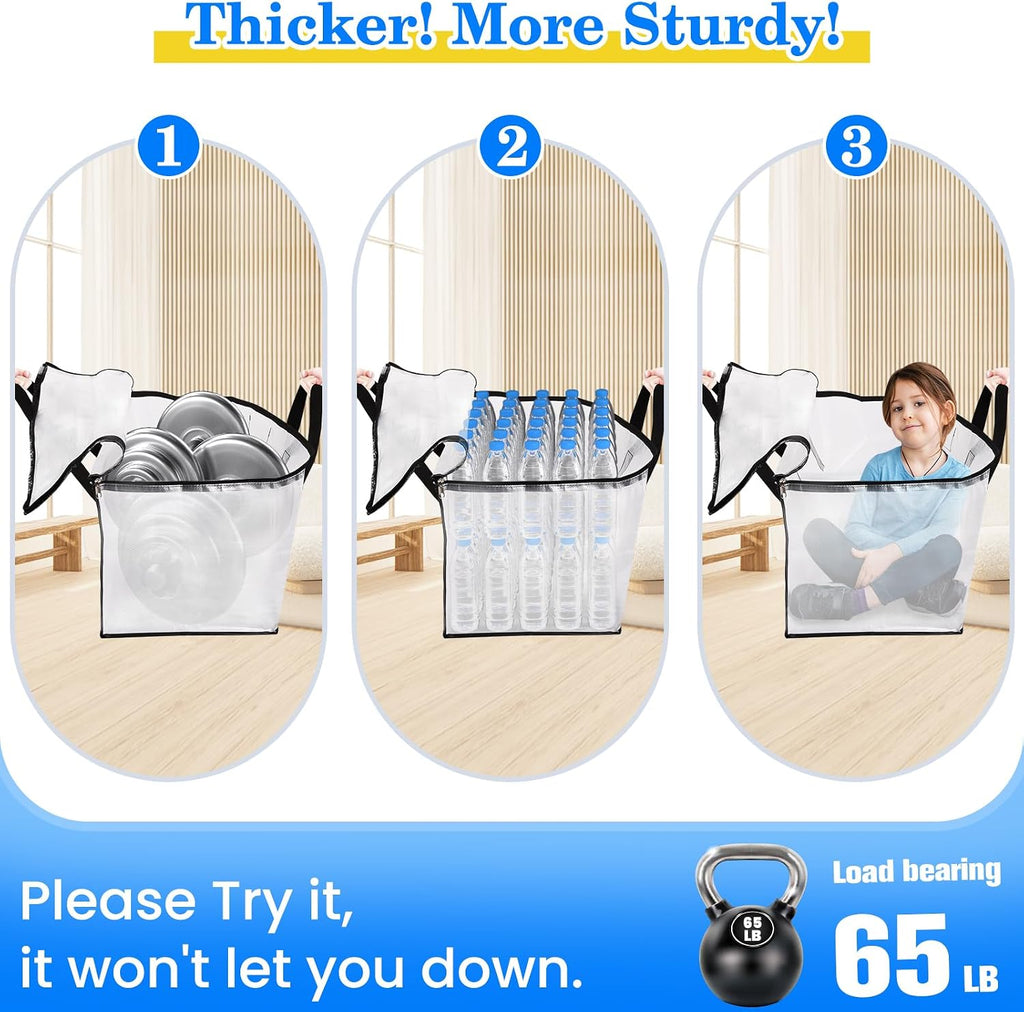 4-Pack Large Moving Bags with Backpack Straps & Strong Zippers, Heavy-Duty Storage Bags Moving Boxes for Space