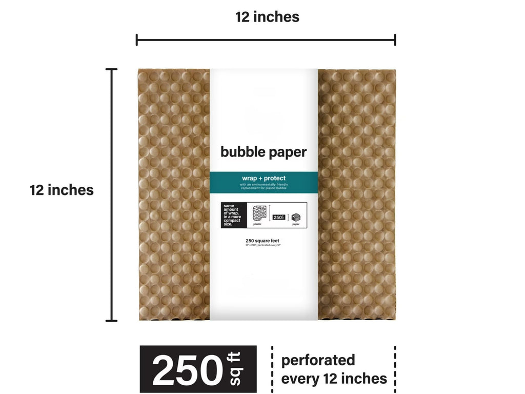 Bubble Cushioning Wrap Kraft Paper Moving Shipping Wrap, Fan-Folded Perforated Recyclable Alternative to Bubble Wrap