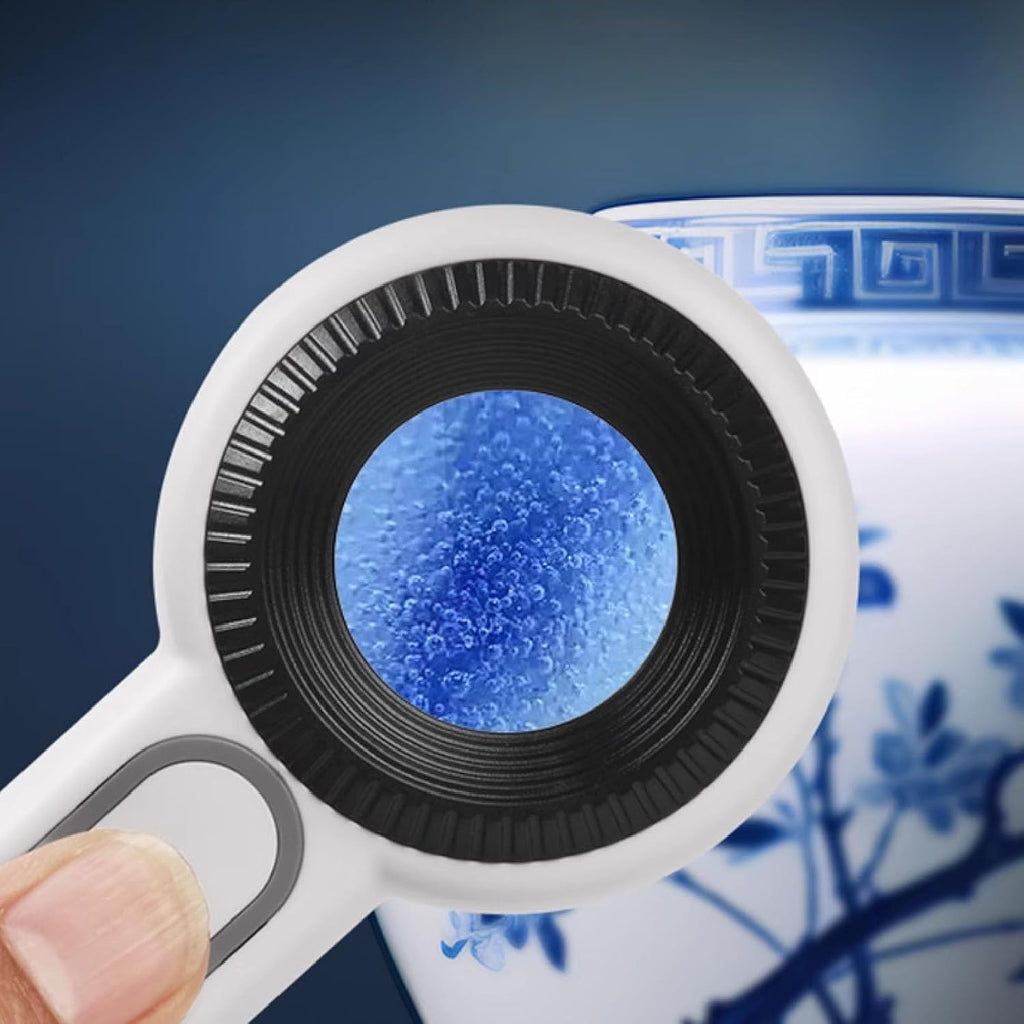 60X Handheld Magnifier with UV&LED Lights Jeweler Loups Magnifying Glass with 30mm Optical Lens, Touch Button