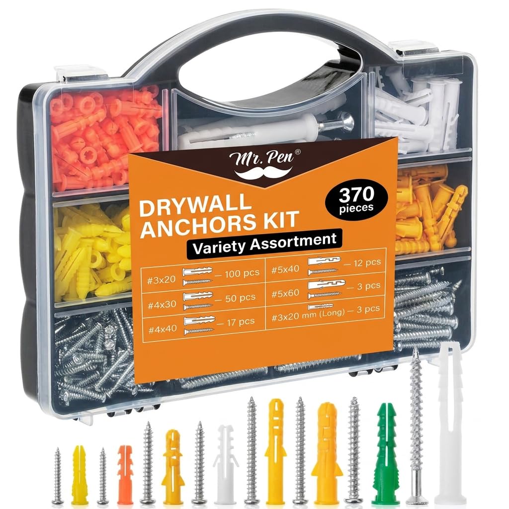 Wall Anchors Kit, 370 pcs, Picture Hanging Kit for Wall Decor