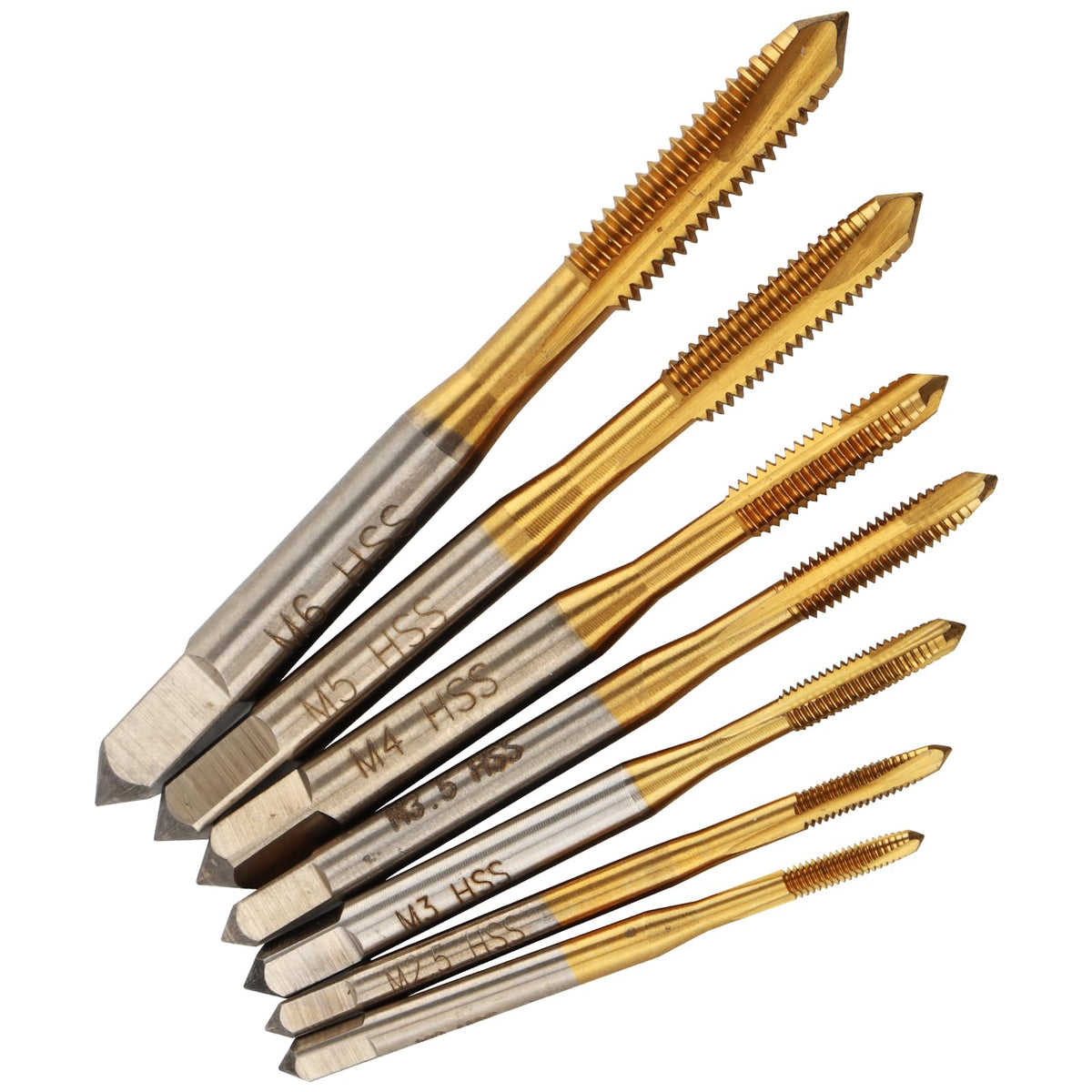 7 Pack Metric Thread Tap Set, Spiral Point Tap Set