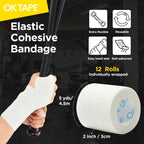 12 Rolls Self Adhesive Bandage Wrap, Cohesive Elastic Athletic Tape