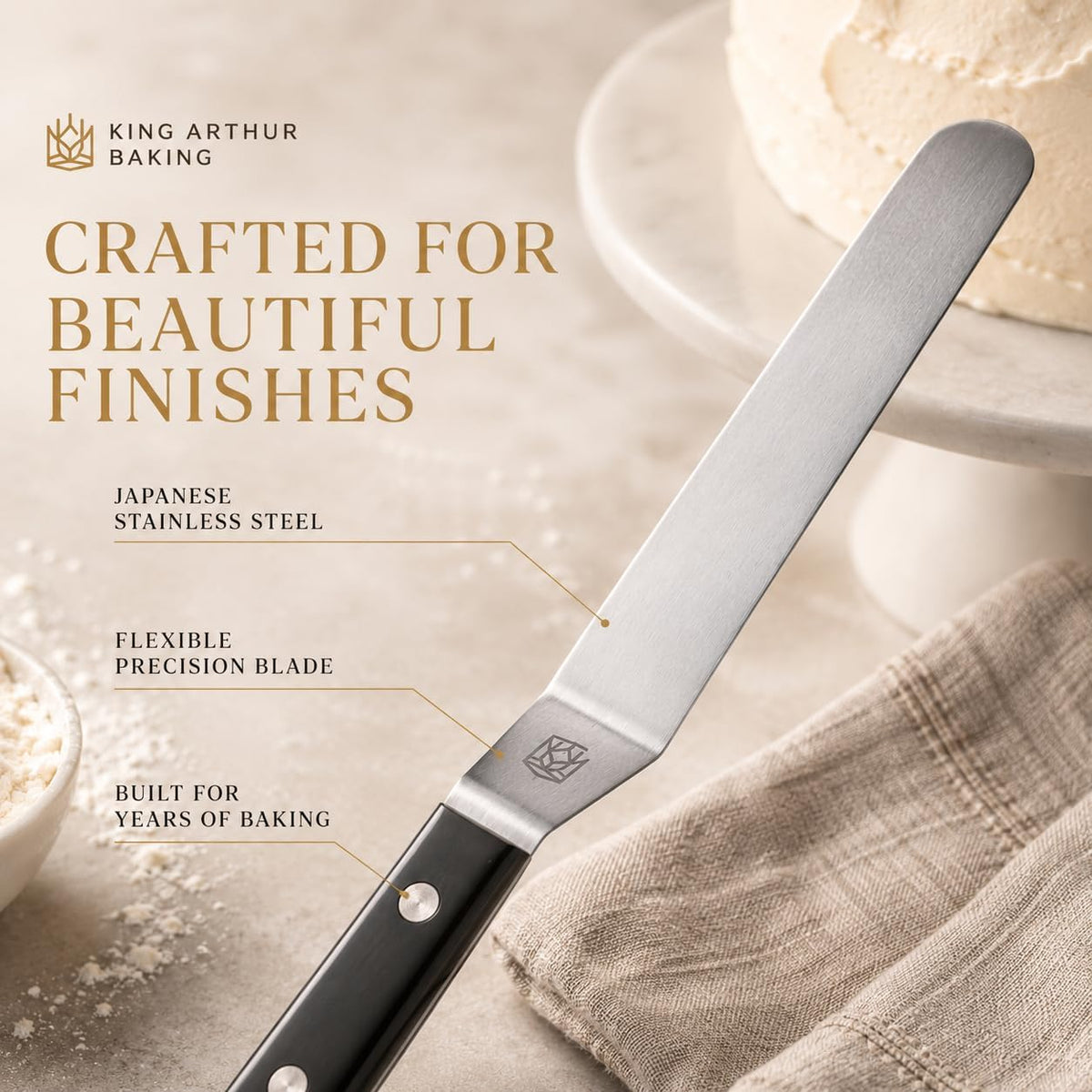 Baking Company Offset Spatula, Japanese Stainless Steel, 8-Inch Flexible Blade