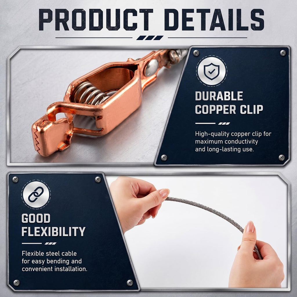 ElaraBerry 2 Pack 3 ft Flexible Bonding Wire with 2 Alligator Clips