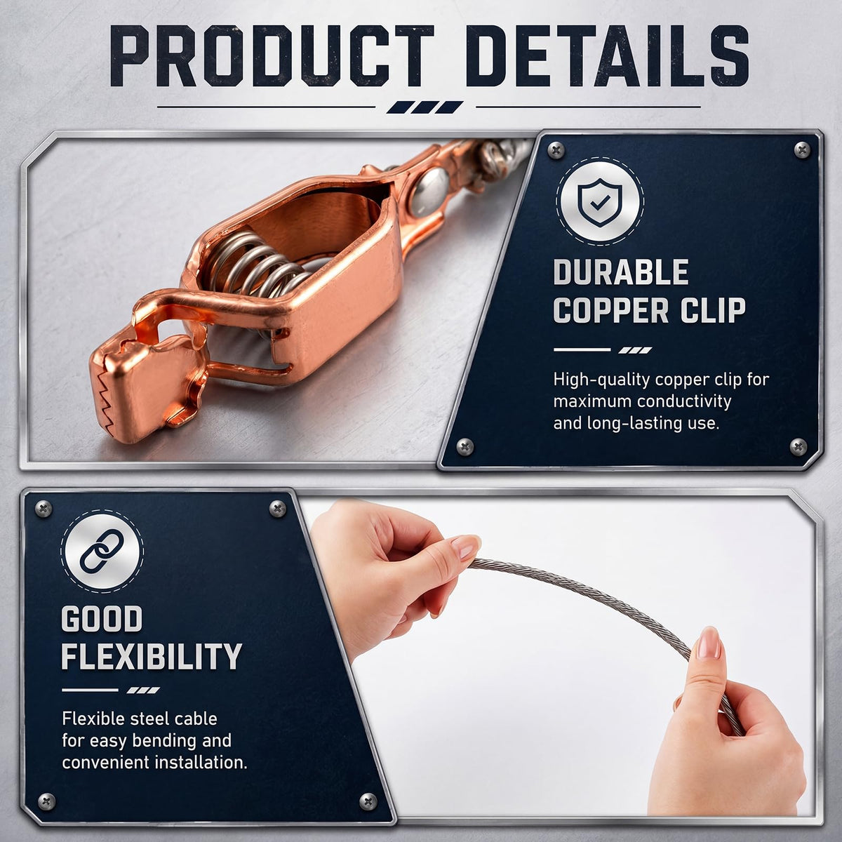 ElaraBerry 2 Pack 3 ft Flexible Bonding Wire with 2 Alligator Clips