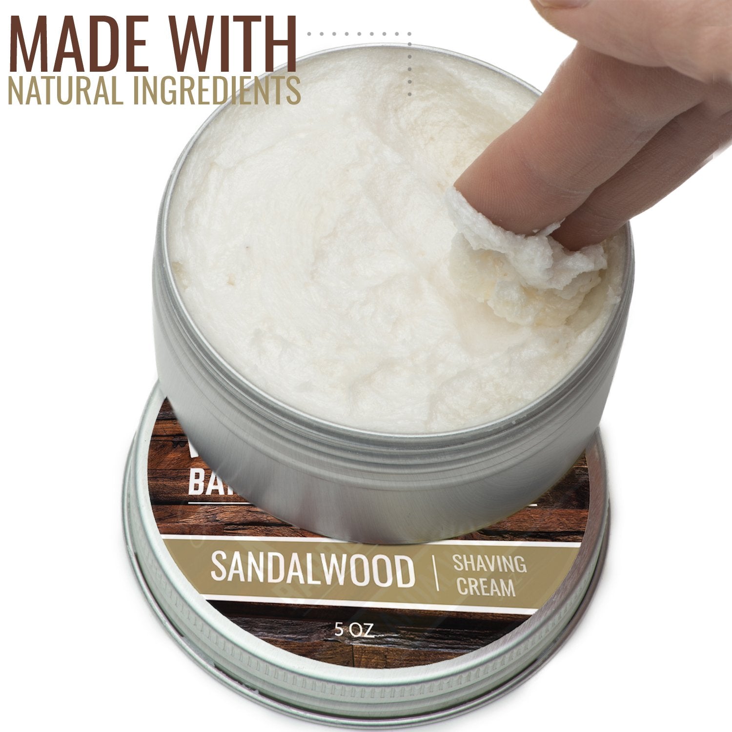 Sandalwood Shaving Cream for Men, 5oz | Sandalwood Scent, Extra Thick Lather