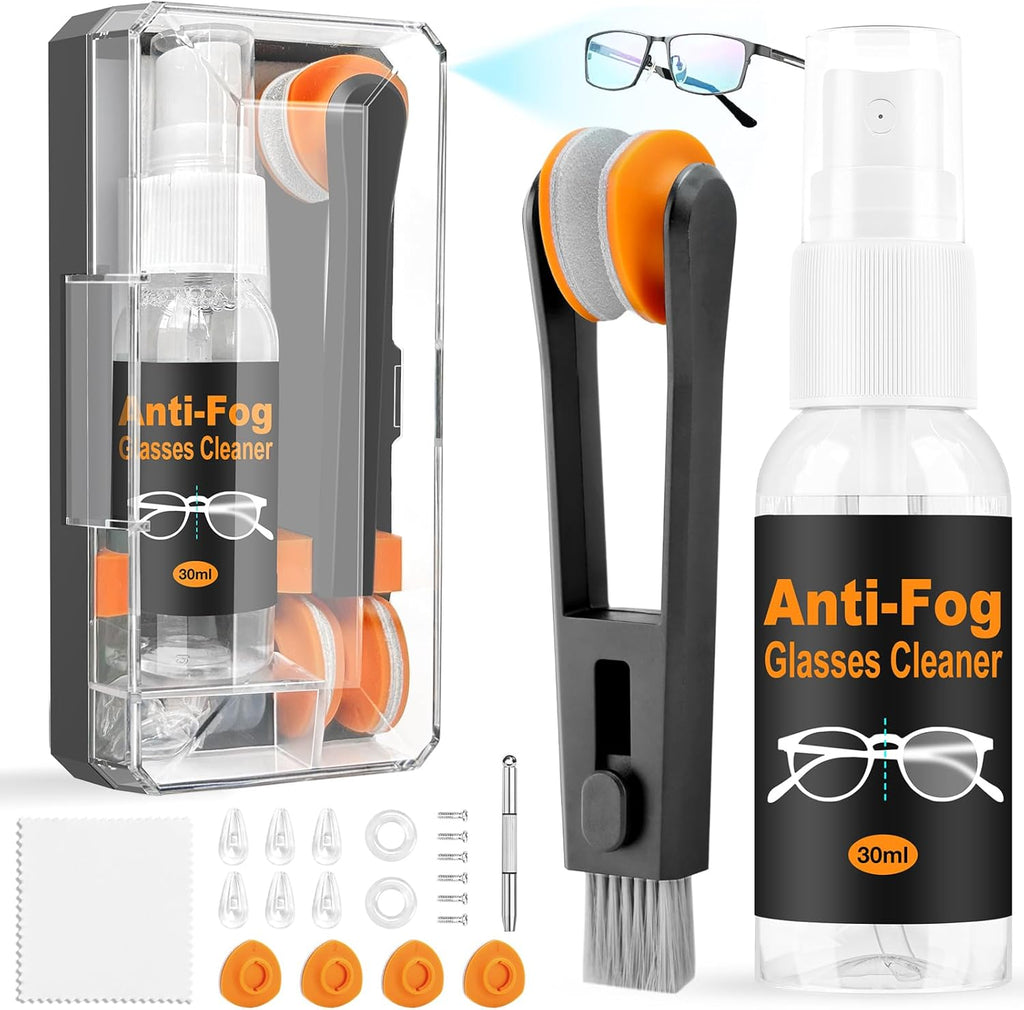Glasses Cleaner Eyeglass Cleaning Kit with Anti Fog Spray, Microfiber Cloth | Streak-Free Cleaning Pads，Lens Wipes
