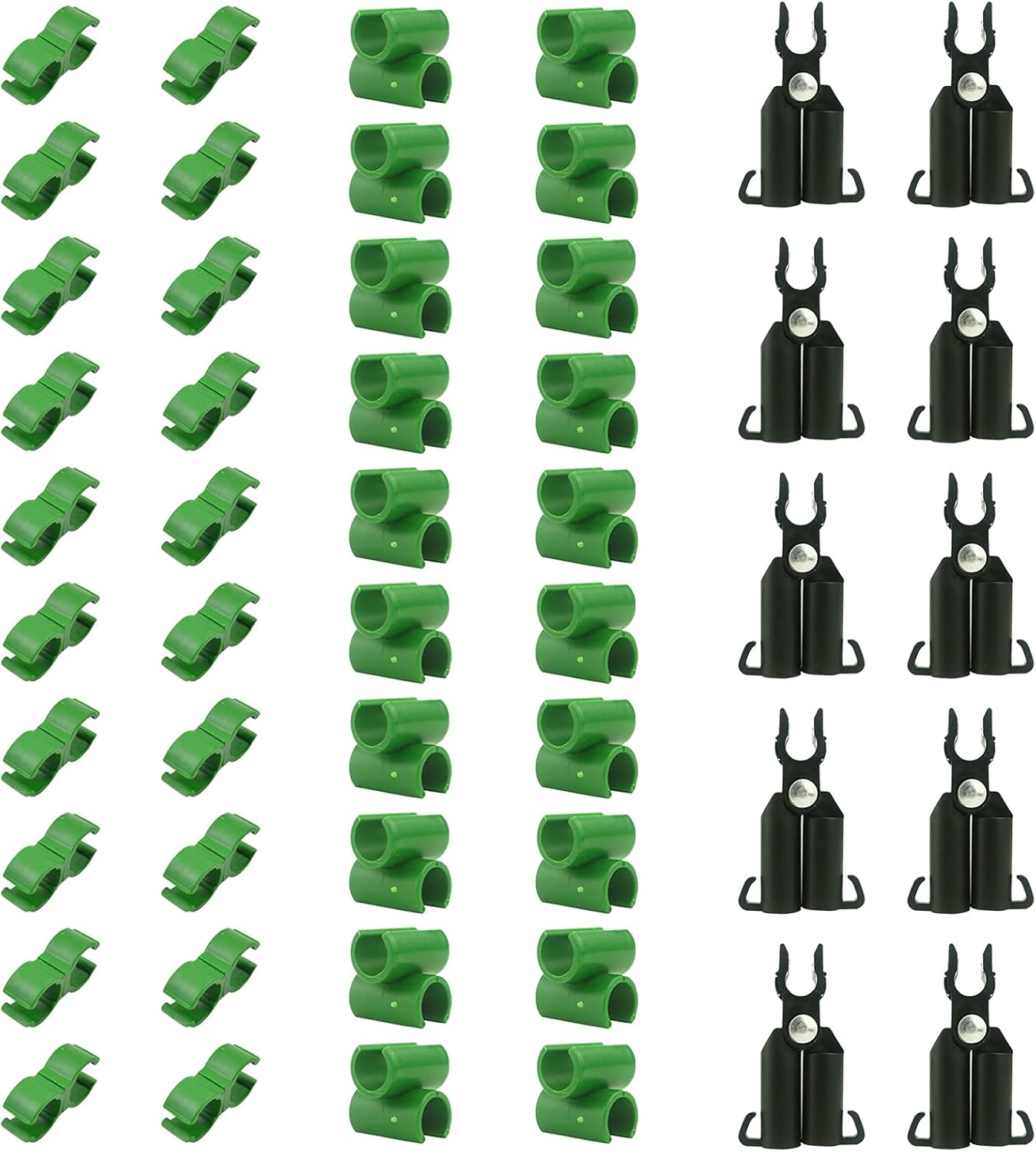 50PCS Connector Clip Set for 11mm Plant Trellis Gardening Stakes | Include A-Type Connecting Pipe, Joint Buckle Clip