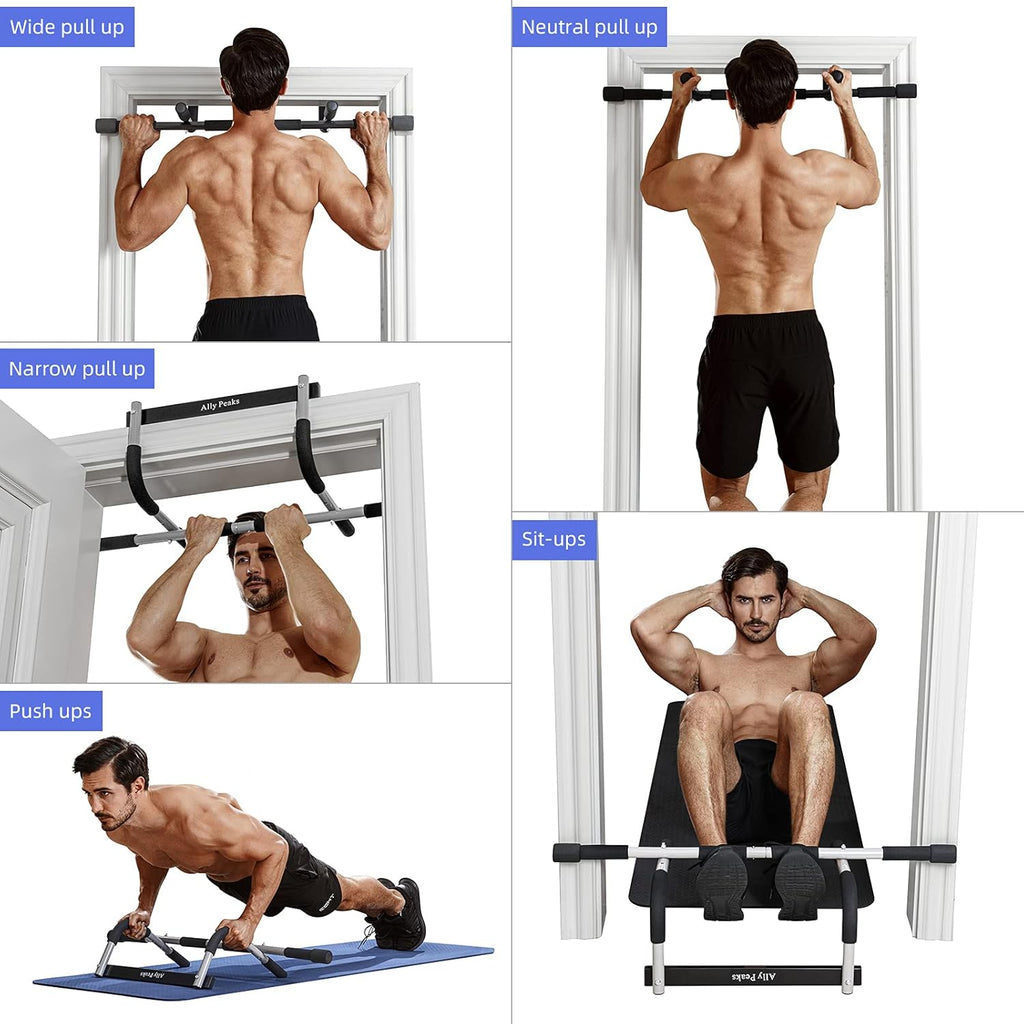Pull Up Bar for Doorway | Thickened Steel Max Limit 440 lbs Upper Body Fitness Workout Bar| Multi-Grip Strength for