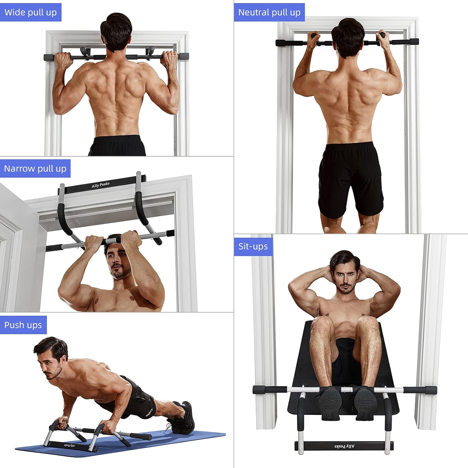 Pull Up Bar for Doorway | Thickened Steel Max Limit 440 lbs Upper Body Fitness Workout Bar| Multi-Grip Strength for