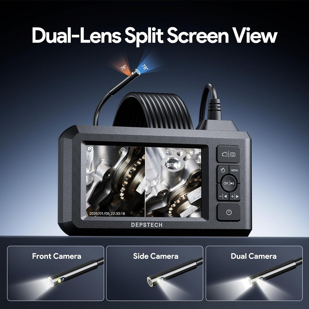 DEPSTECH Endoscope Camera with Light, Dual Lens Inspection Borescope 16.5FT