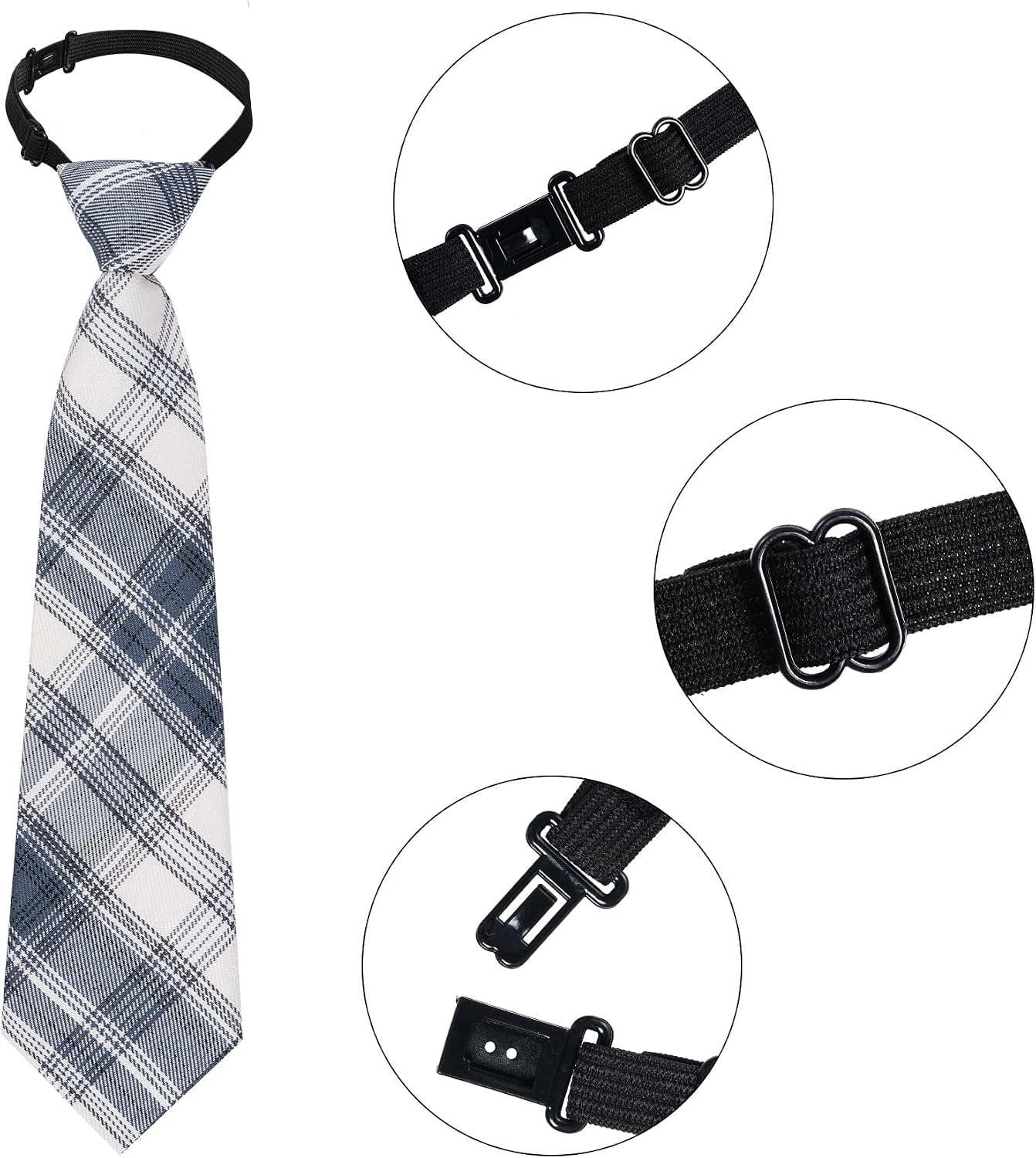 5pcs Boy's Necktie Pre-tied Adjustable Neck Strap Tie for Wedding Graduation School Uniforms