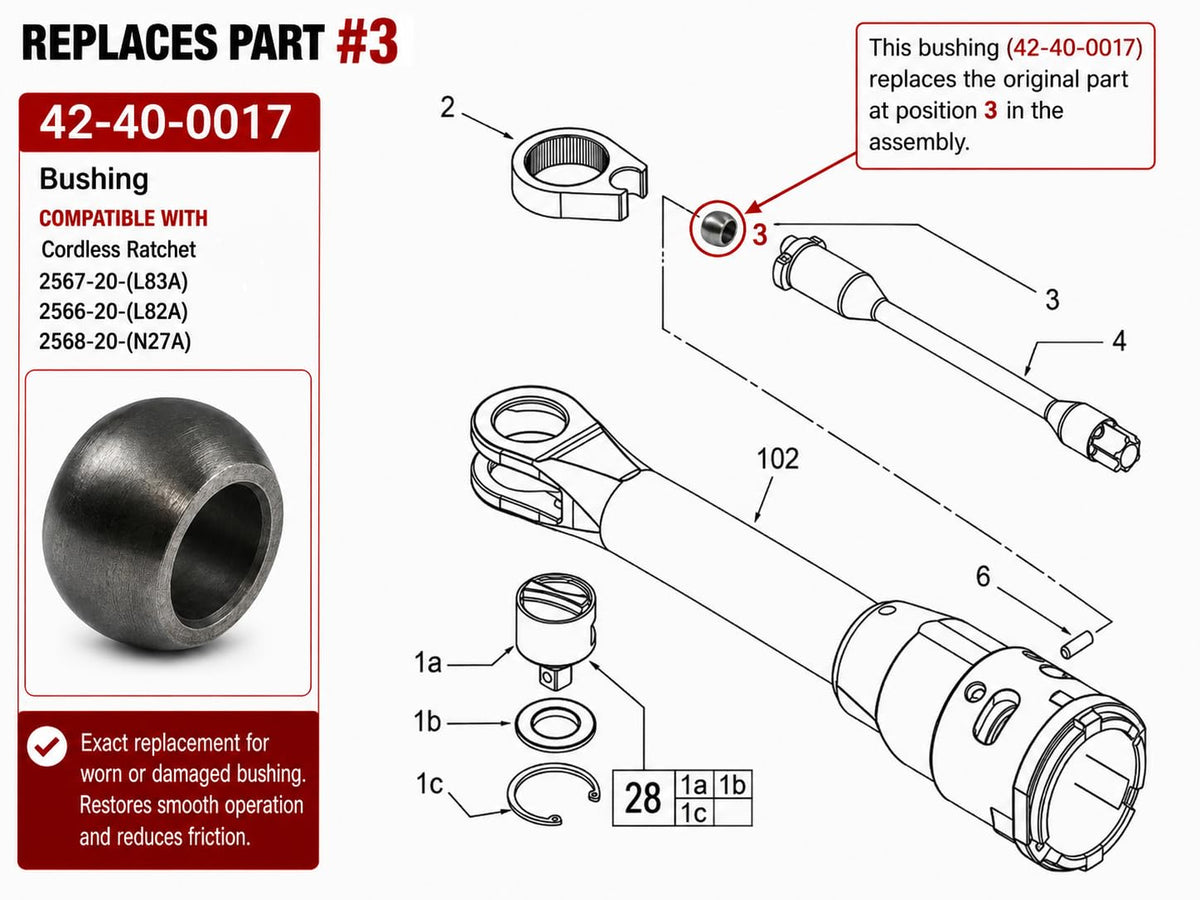 42-40-0017 Bushing Compatible with Milwaukee Cordless Ratchet
