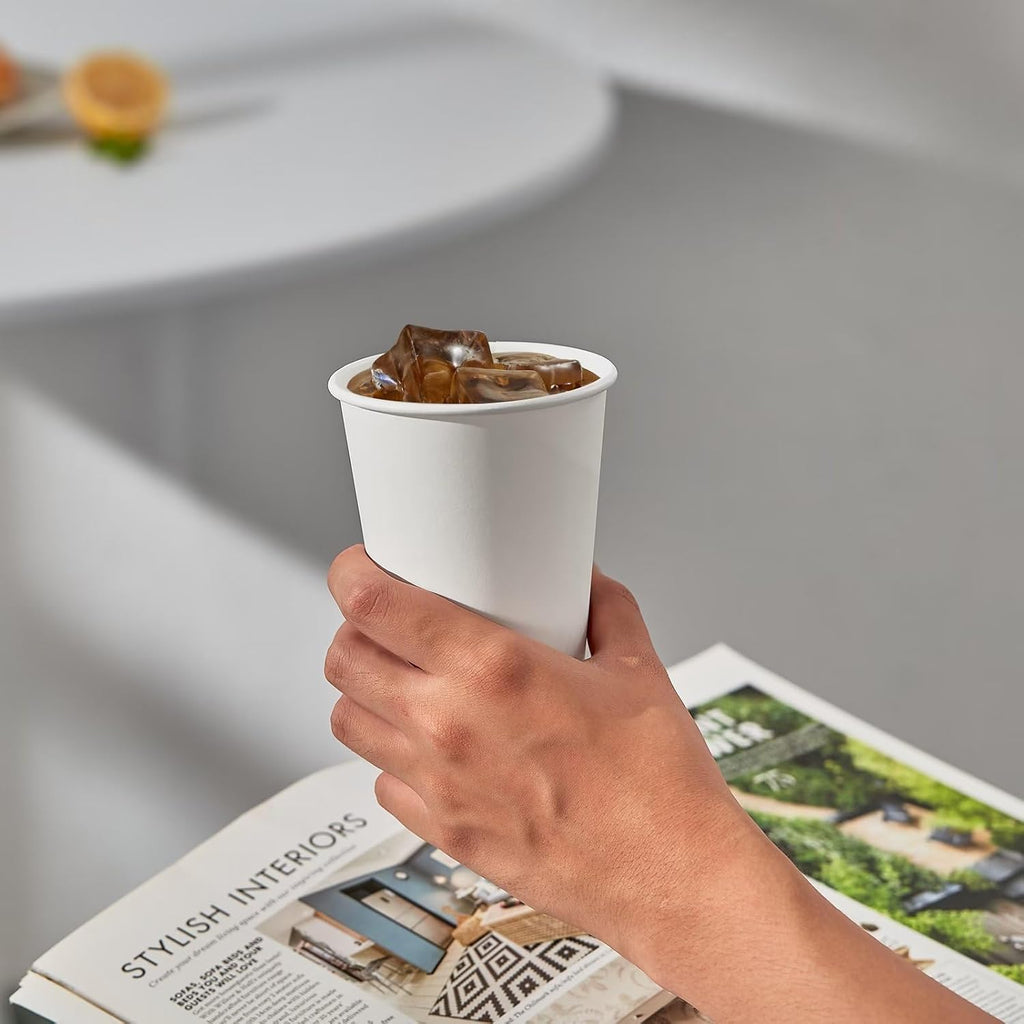 300Pack 12oz Disposable Paper Coffee Cups White Hot Coffee Cups