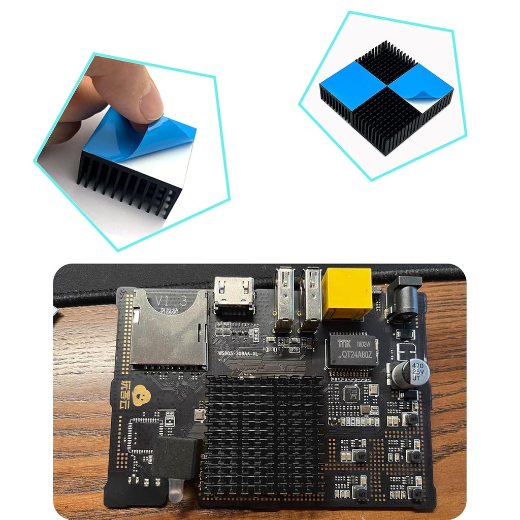 4PCS 40x40x20mm Aluminum Heatsink Kit with Thermal Tape for Cooling Module
