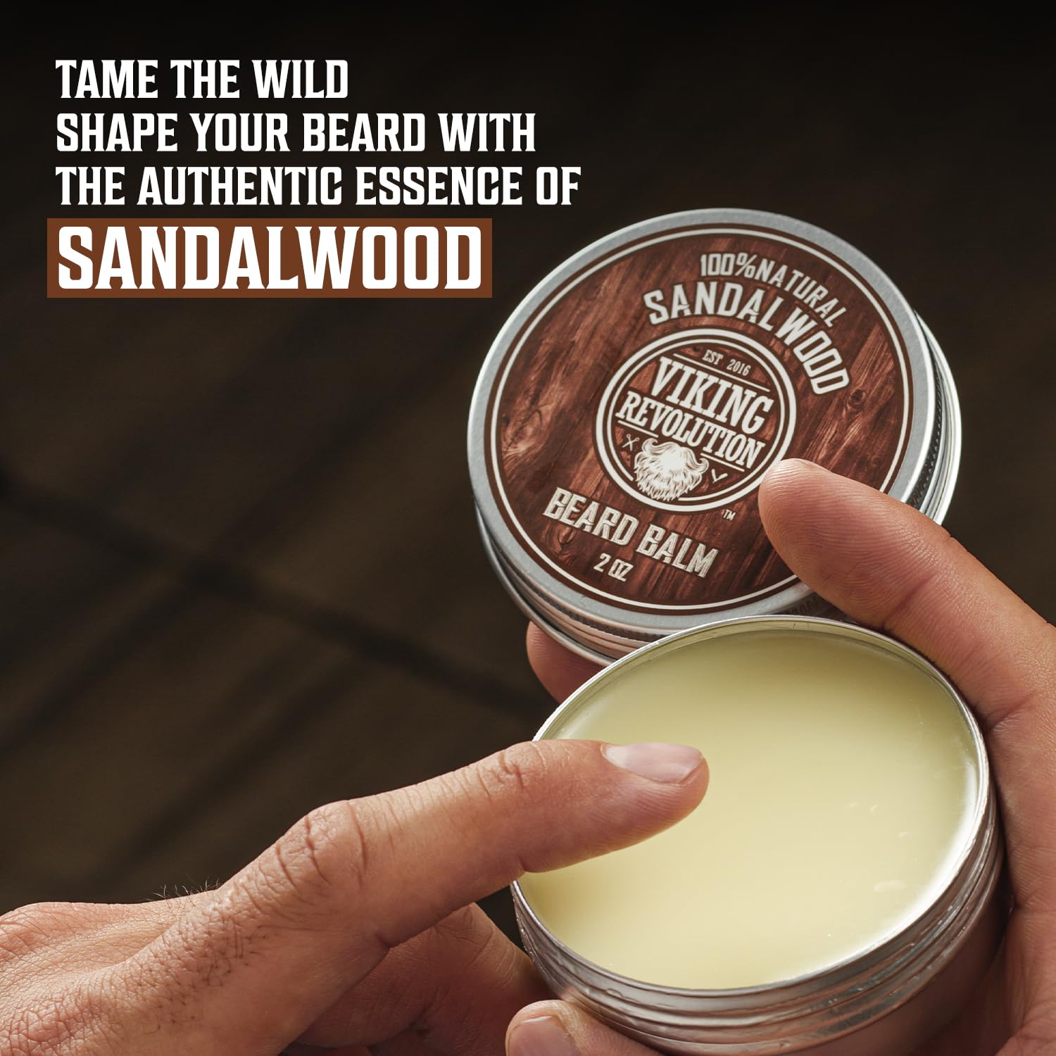 Sandalwood Beard Balm for Men (2oz) and Sandalwood Beard Oil (1 fl oz) Bundle - With Argan and Jojoba Oils - Soften