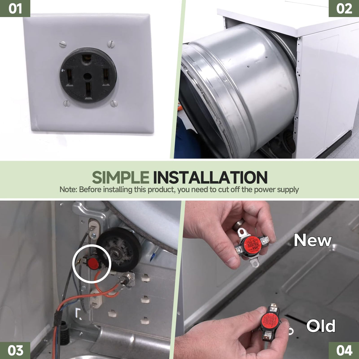 MUGLFPT D510701 High Limit Thermostat Compatible with Speed Queen