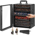 Miniature Carrying Case with 6 Metal Trays (Black, Large Size)