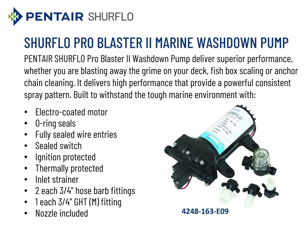 PENTAIR SHURFLO 4248-163-E09 Pro Blaster II Deluxe 4.0 Marine Washdown Pump