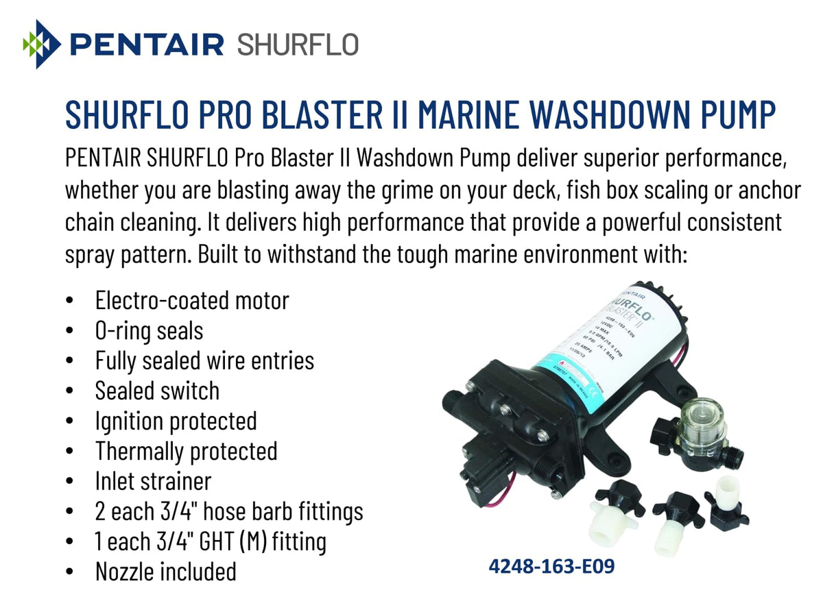 PENTAIR SHURFLO 4248-163-E09 Pro Blaster II Deluxe 4.0 Marine Washdown Pump