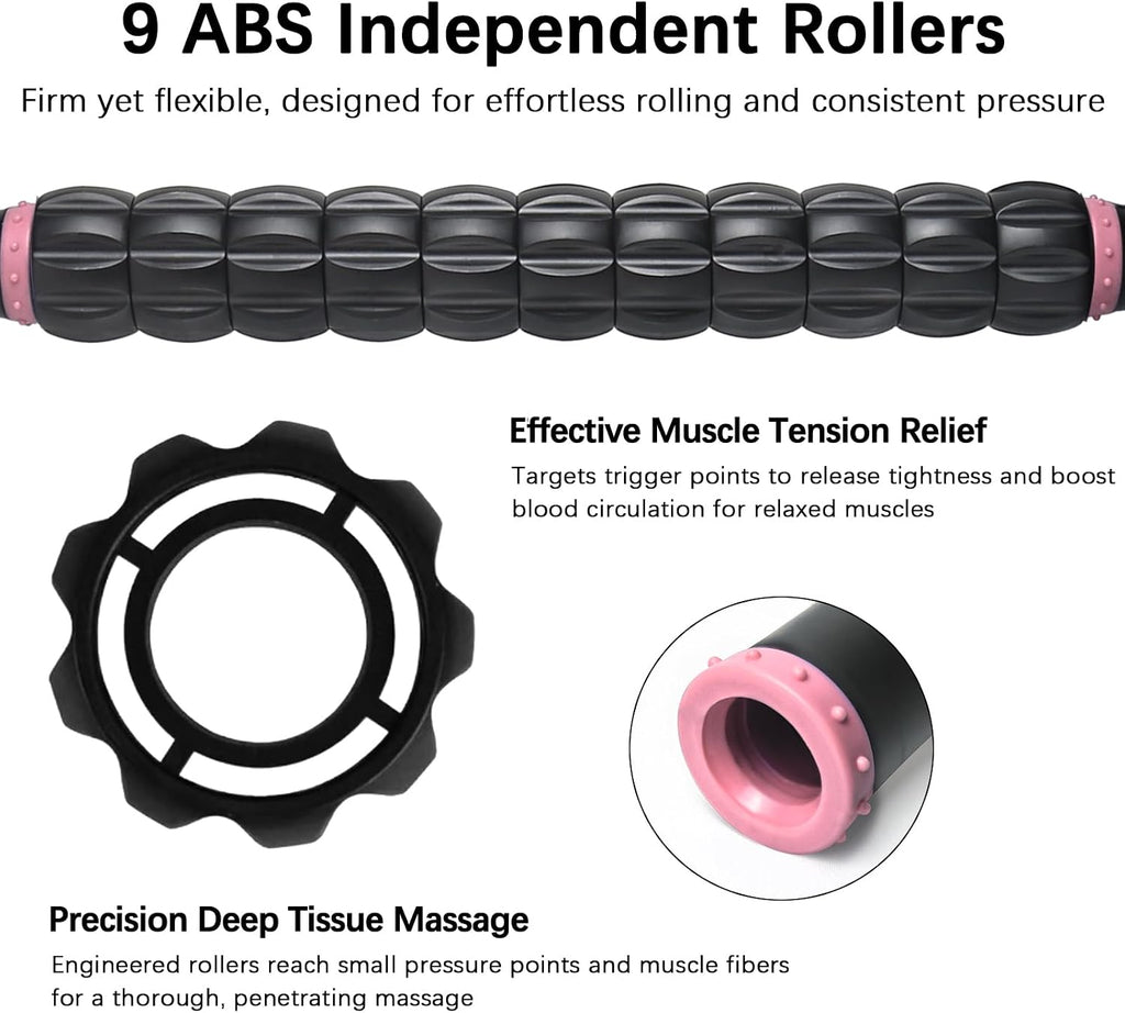 Muscle Roller Massage Roller Stick- Deep Tissue Fascia Blaster for Myofascial Pain Relief, Lymphatic Drainage & Body