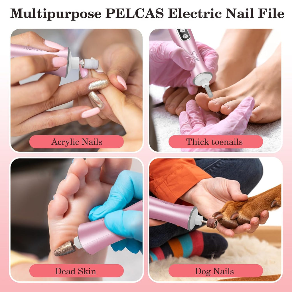 Electric Nail File, 10 Speeds Cordless Nail Drill Kit with LED Light