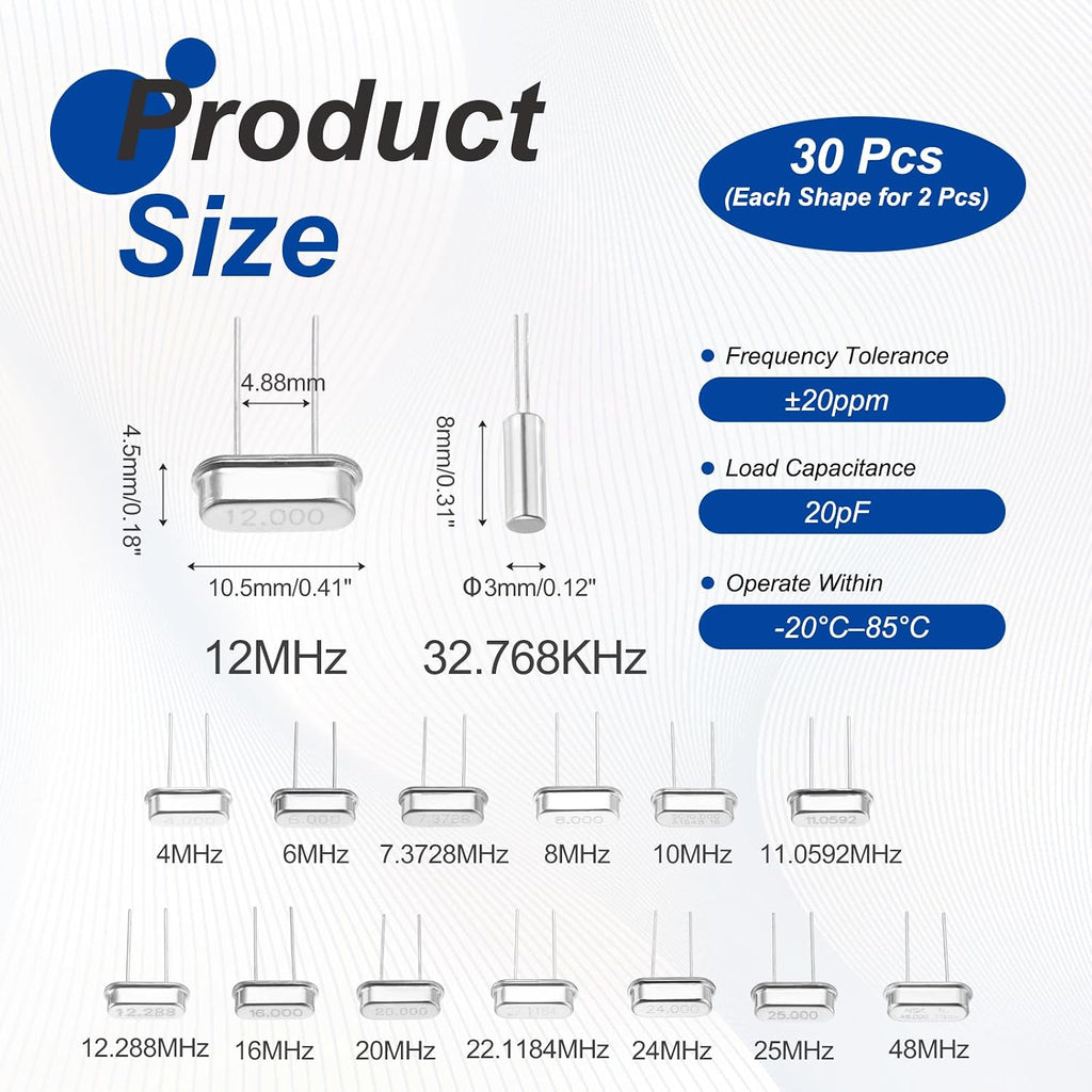 MECCANIXITY Quartz Crystal Oscillator Assortment Kit DIP 2 Pin 4MHz