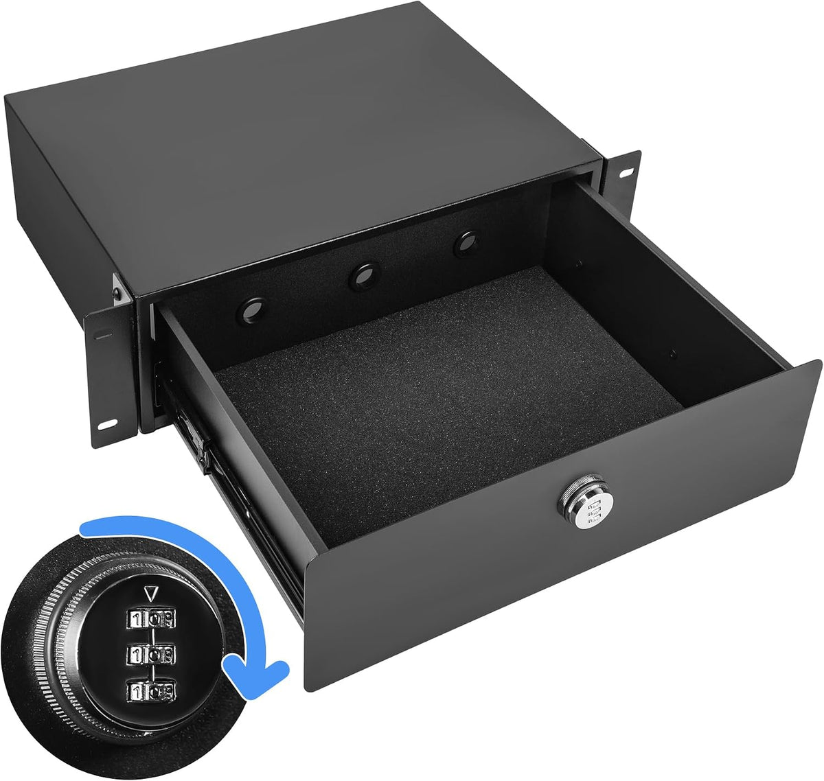 3U Rack Mount Drawer, Server Rack Drawer w/Combination Lock