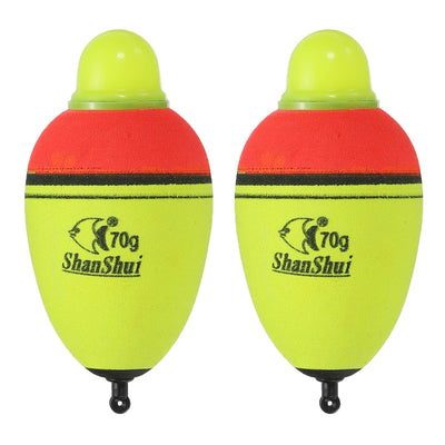 2.5oz Lighted Fishing Slip Bobbers, 2 Pack EVA Light Up Fishing Float for Night Fishing, Yellow