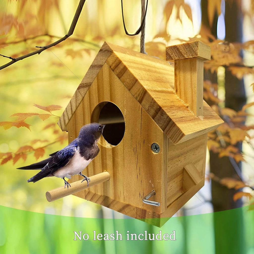 Bird Houses for Outside Clearance, Bird House Natural Wood Birdhouse with Pole, Hanging Blue Bird Houses for Outdoors
