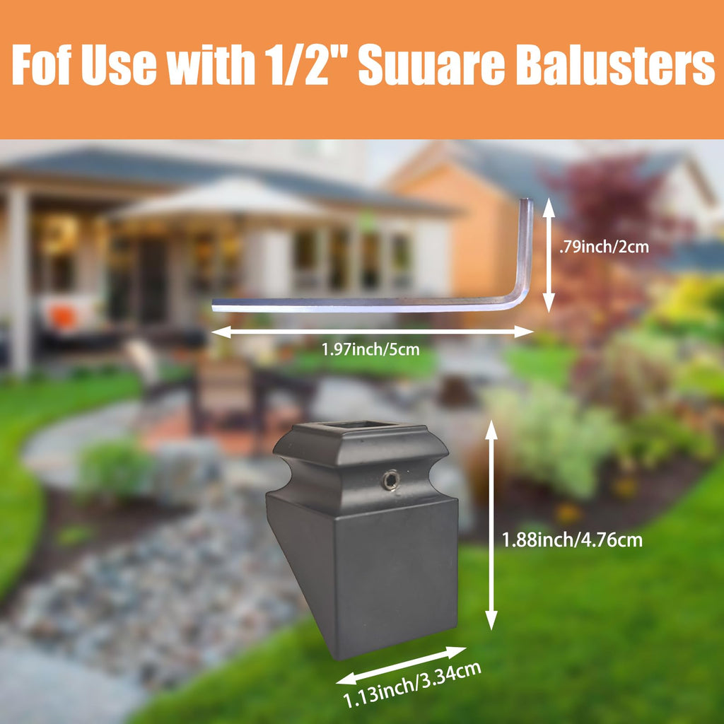 24 Pcs Iron Baluster Shoes, 40 Degree Slant with Screw(Matte Black)