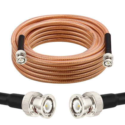 RG8X BNC Extension Cable, Low Loss BNC Male to BNC Male Coaxial Cable, 50 Ohm Flexible Coax Jumper with Dual-Layer