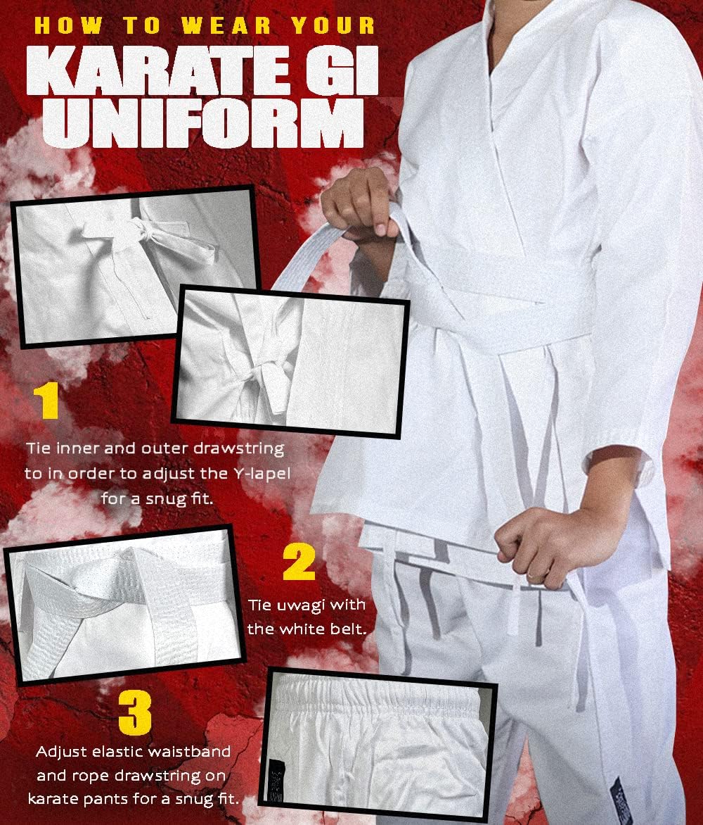 Karate Uniform with Belt for Kids Durable Student Karate Gi Martial Arts Uniform