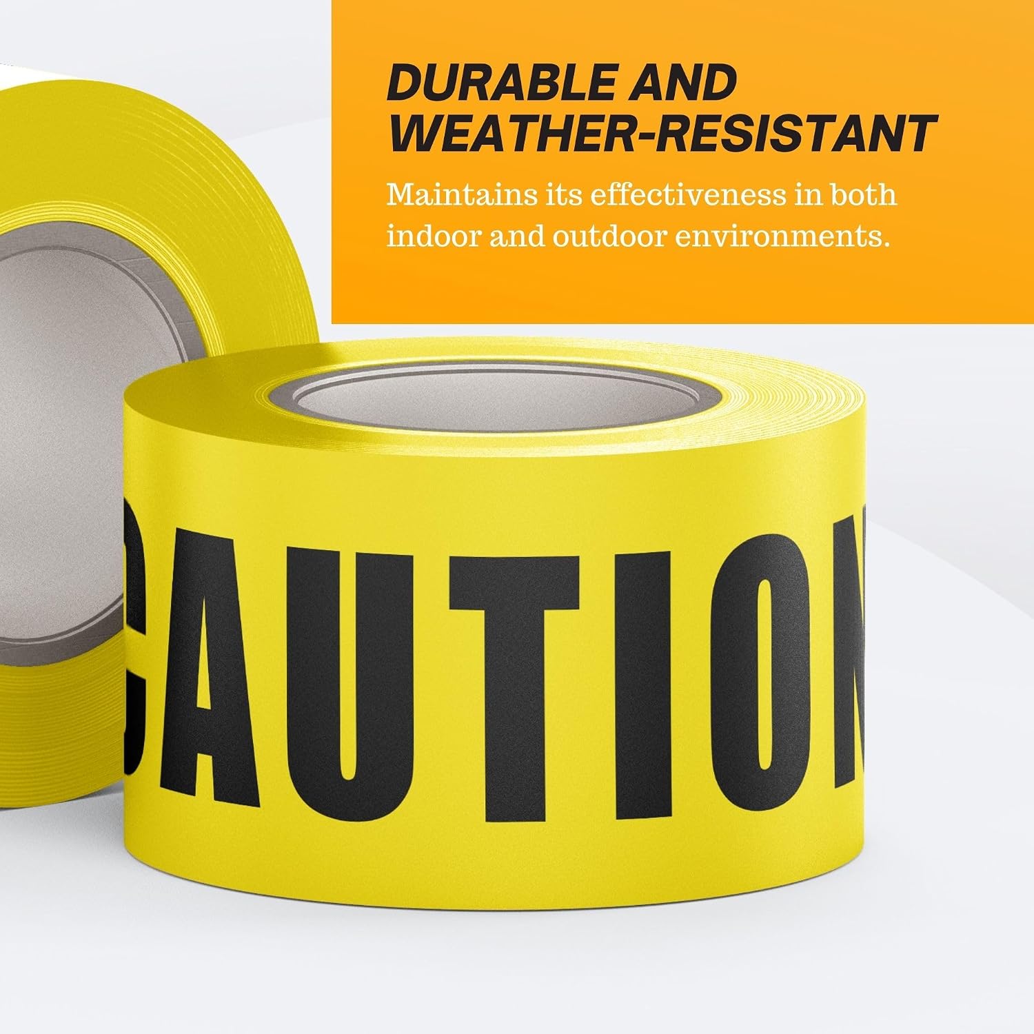 High-Visibility Yellow Barricade Caution Tape 2-Pack Safety Roll Set 3" x 1000Ft Tear-Resistant Non-Adhesive Strip