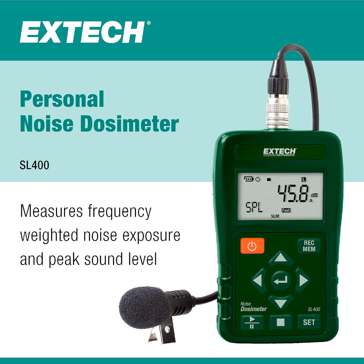 Extech SL400 Personal Noise Dosimeter with USB Interface