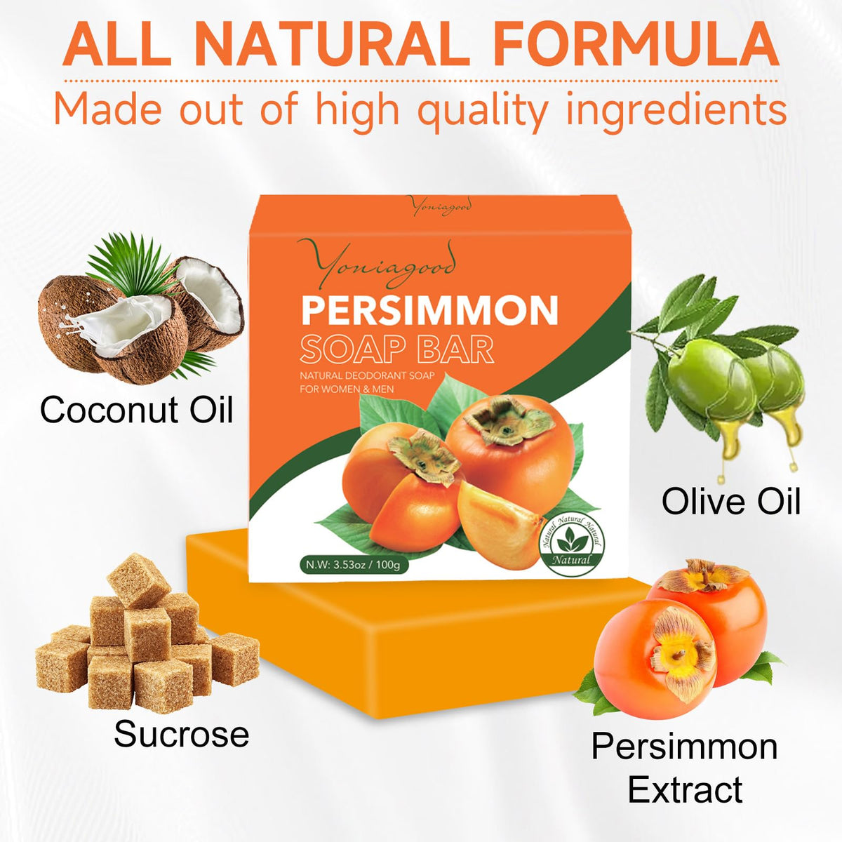 3 PCS Persimmon Soap for Body Odor Control, Old People Smell