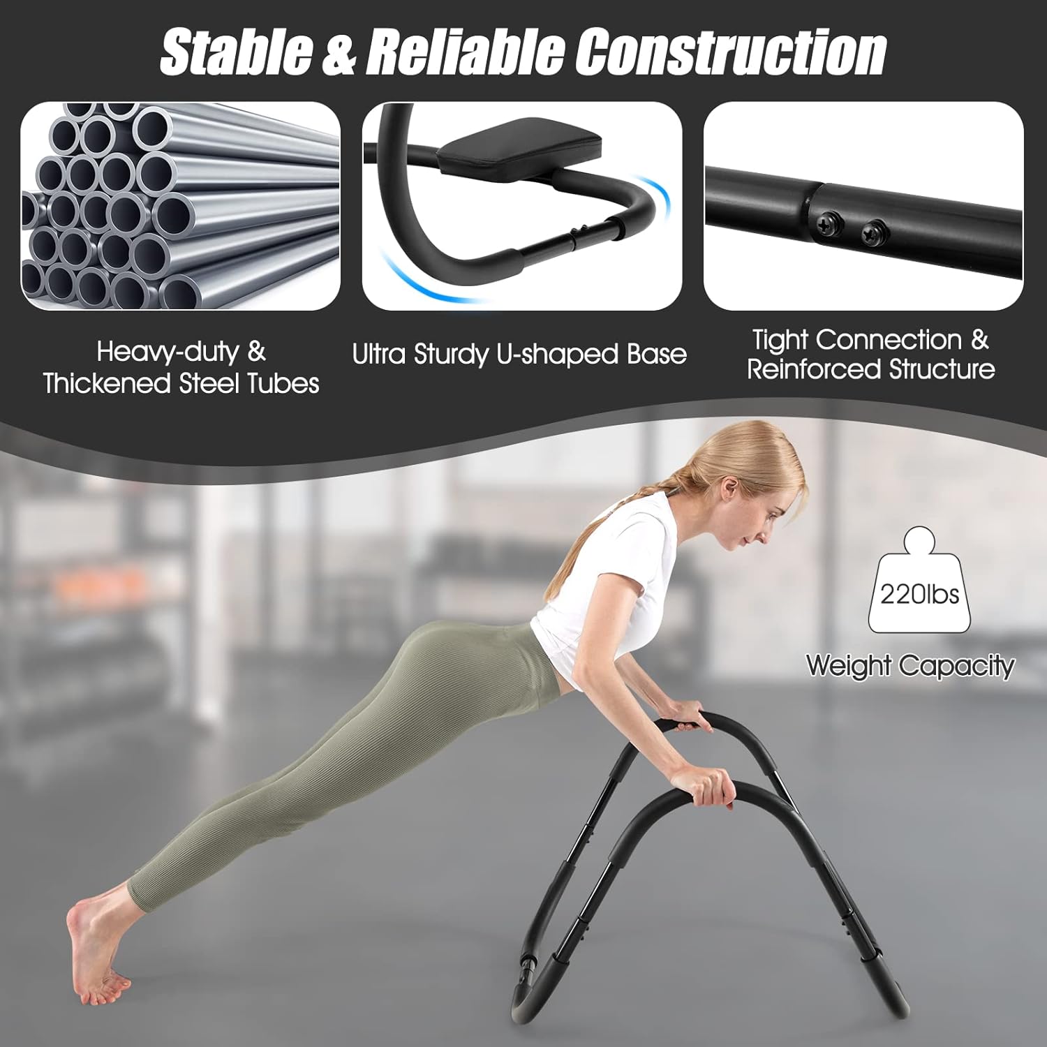 Ab Cruncher, Abdominal Trainer Sit up Assistant Roller with Padded Headrest, Fitness Exercise Training Machine for