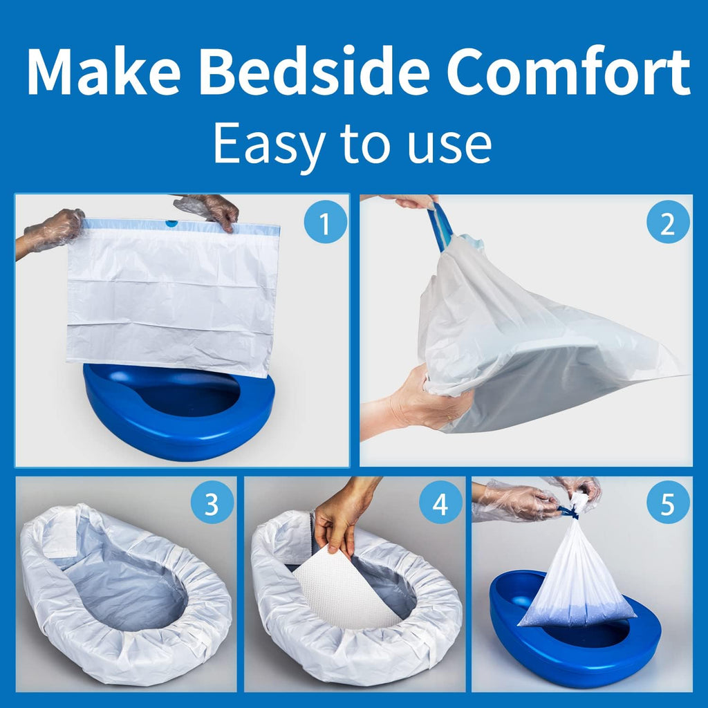 Bedpan Set with 30 Super Absorbent Pads and Disposable Liners, Bed Pans for Elderly Females Women and Men