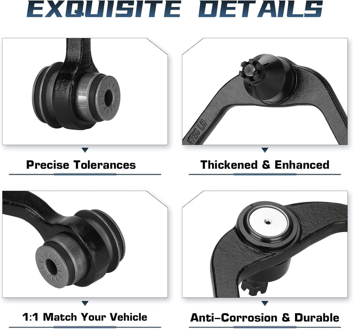2WD Front Upper Control Arm with Ball Joint Assembly for Ford F-150 1997-2003 Expedition F-250 97-99 for Lincoln Blackwood Navigator 1998-2002 K8726 K8728T Driver & Passenger Side Suspension Kit 4pcs
